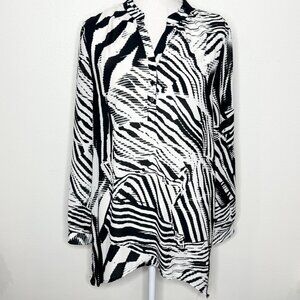 Spense Zebra Print Blouse Tunic Sz M Classy Workwear Office Professional